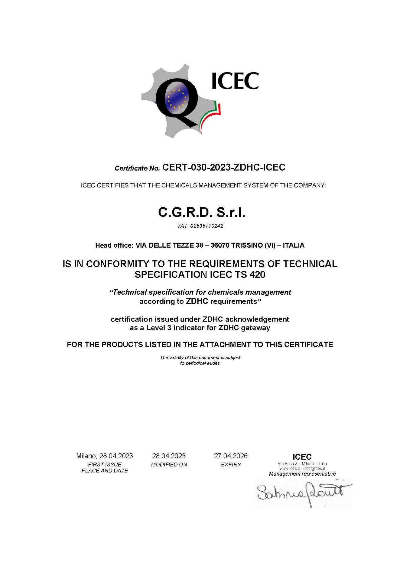 ZDHC Livello 3